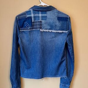 JOES Collection JOSIE Crop Denim Patchwork Shirt